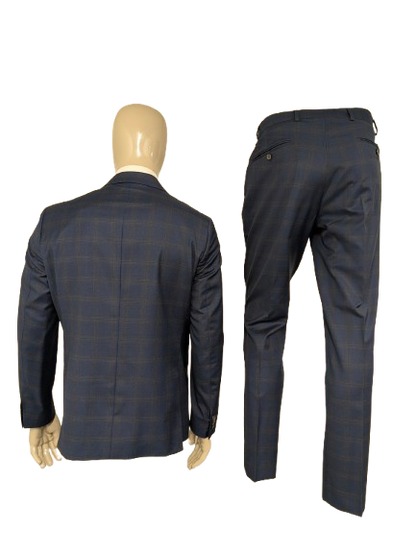 Gentiluomo Wollen Kostuum. Blauw Grijs gemêleerd. Maat 52/L.  slim fit. type verona.