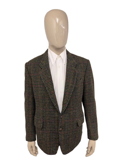 Benvenuto Harris Tweed colbert. Groen Rood Blauw motief. Maat 27 (54/L).