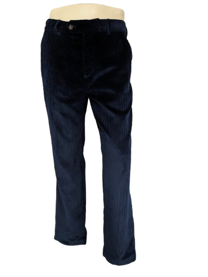 John Lewis soft touch ribbroek. Groffe rib. Donker Blauw gekleurd. Maat 50.