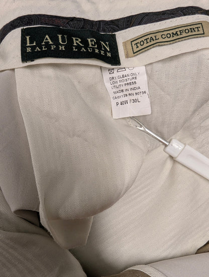 Lauren Ralph Lauren Wollen broek / pantalon. Beige gemêleerd. Maat 56.