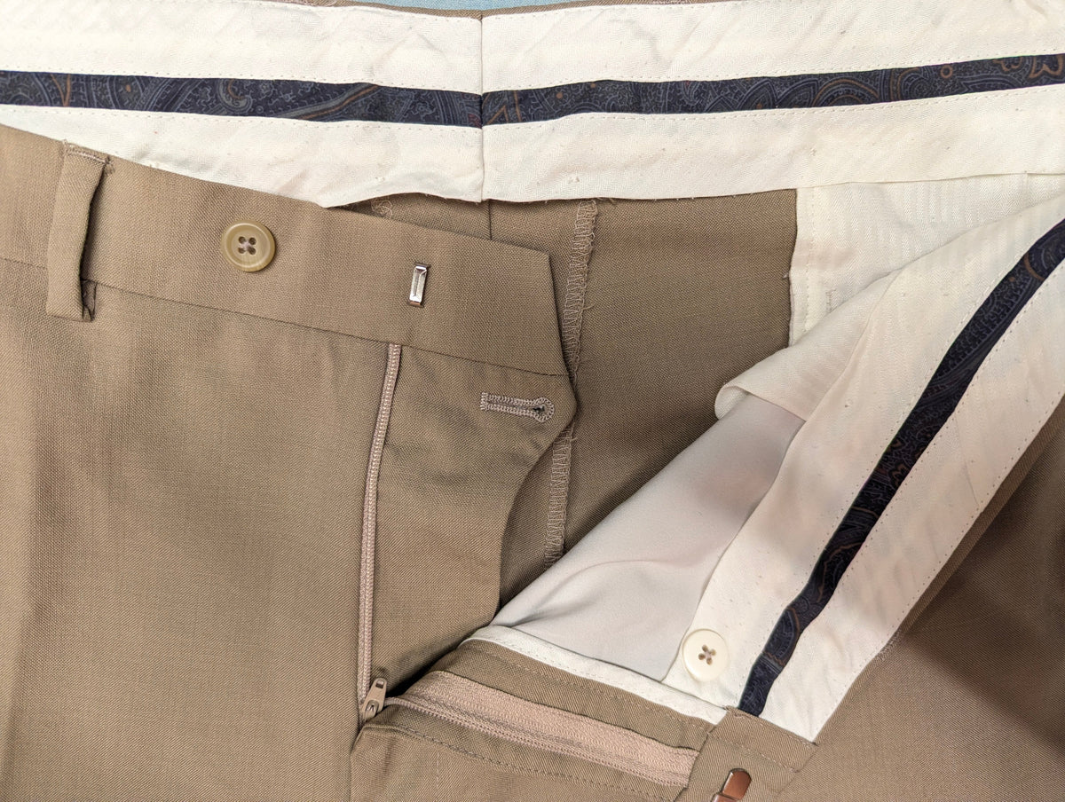 Lauren Ralph Lauren Wollen broek / pantalon. Beige gemêleerd. Maat 56.