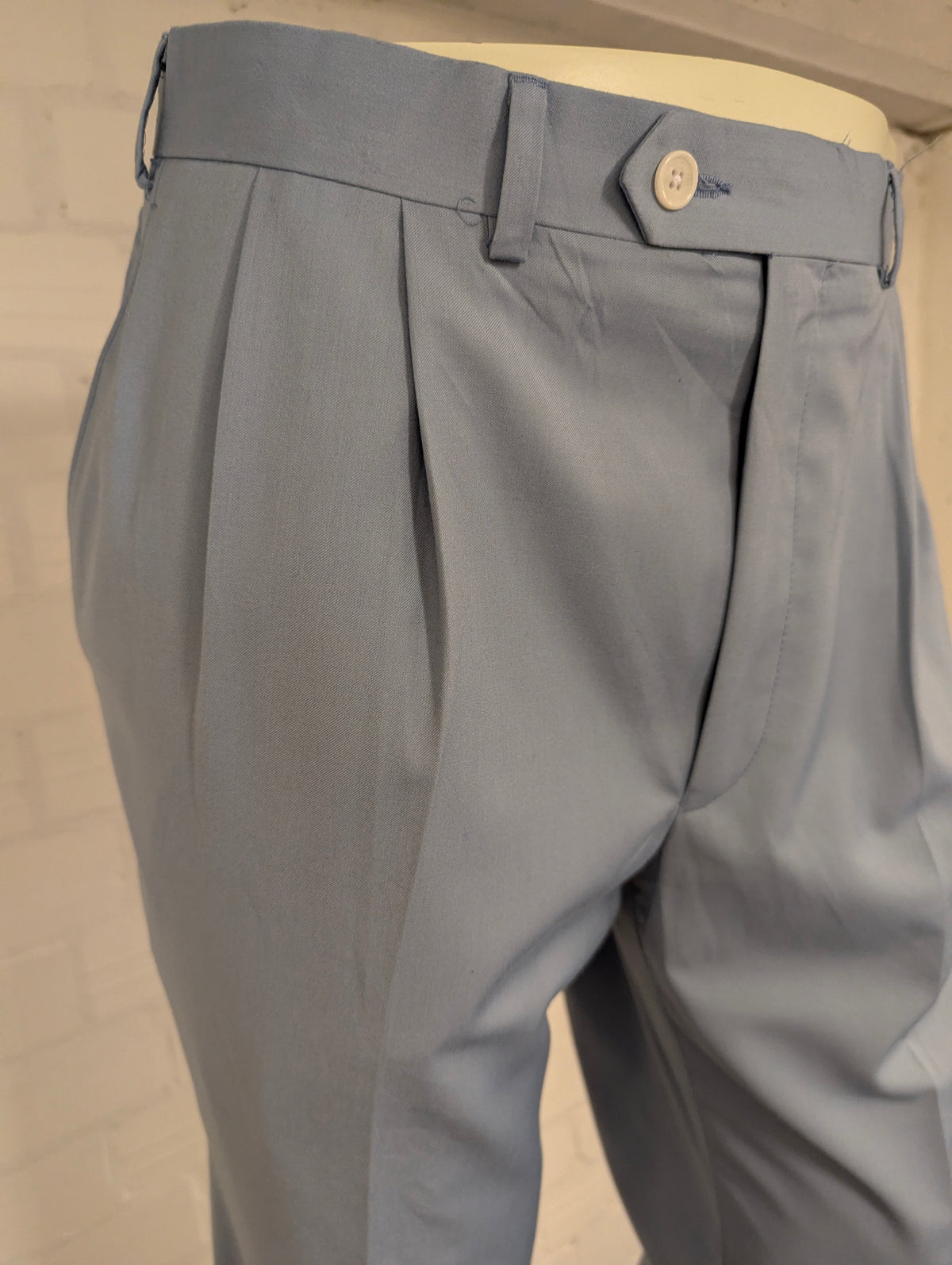 Lauren Ralph Lauren broek / pantalon met omslag. Licht Blauw gemêleerd. Maat 54.