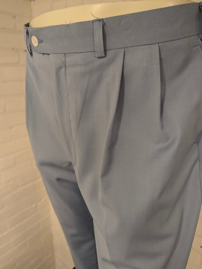 Lauren Ralph Lauren broek / pantalon met omslag. Licht Blauw gemêleerd. Maat 54.
