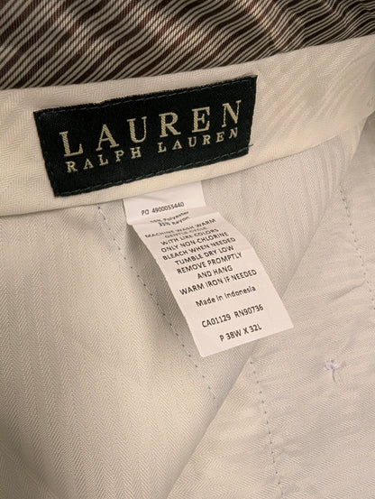 Lauren Ralph Lauren broek / pantalon met omslag. Licht Blauw gemêleerd. Maat 54.