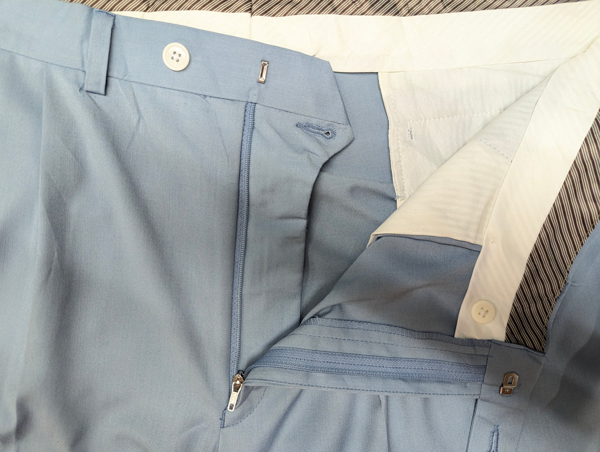 Lauren Ralph Lauren broek / pantalon met omslag. Licht Blauw gemêleerd. Maat 54.