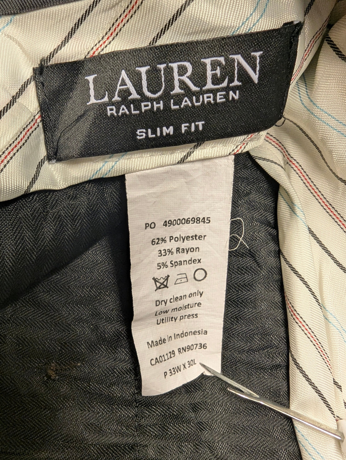 Pantaloni/pantaloni Lauren Ralph Lauren. Grigio misto. vestibilità slim. Taglia 50.
