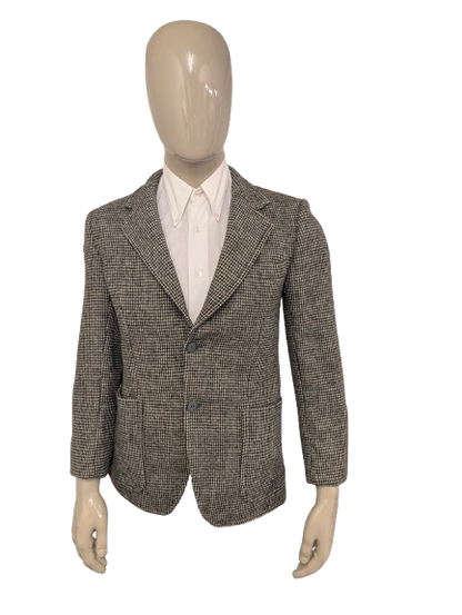 Giacca in Harris Tweed. Nero Grigio Beige con macchioline colorate. Taglia 50. #902.