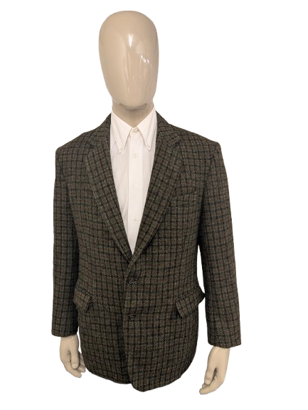 Harris Tweed colbert. Groen Bruin Zwart motief. Maat 54. #901.