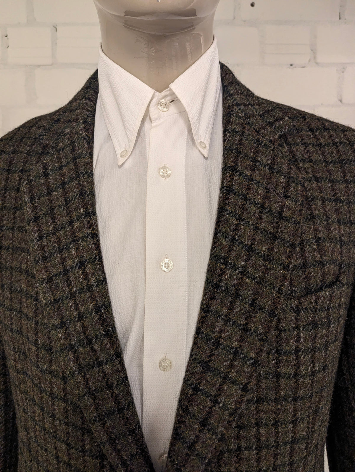 Harris Tweed colbert. Groen Bruin Zwart motief. Maat 54. #901.