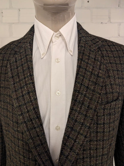 Harris Tweed colbert. Groen Bruin Zwart motief. Maat 54. #901.