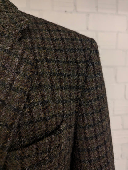 Harris Tweed colbert. Groen Bruin Zwart motief. Maat 54. #901.