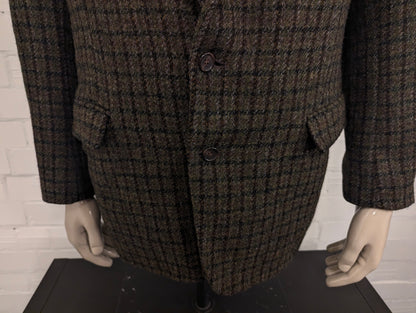Harris Tweed colbert. Groen Bruin Zwart motief. Maat 54. #901.