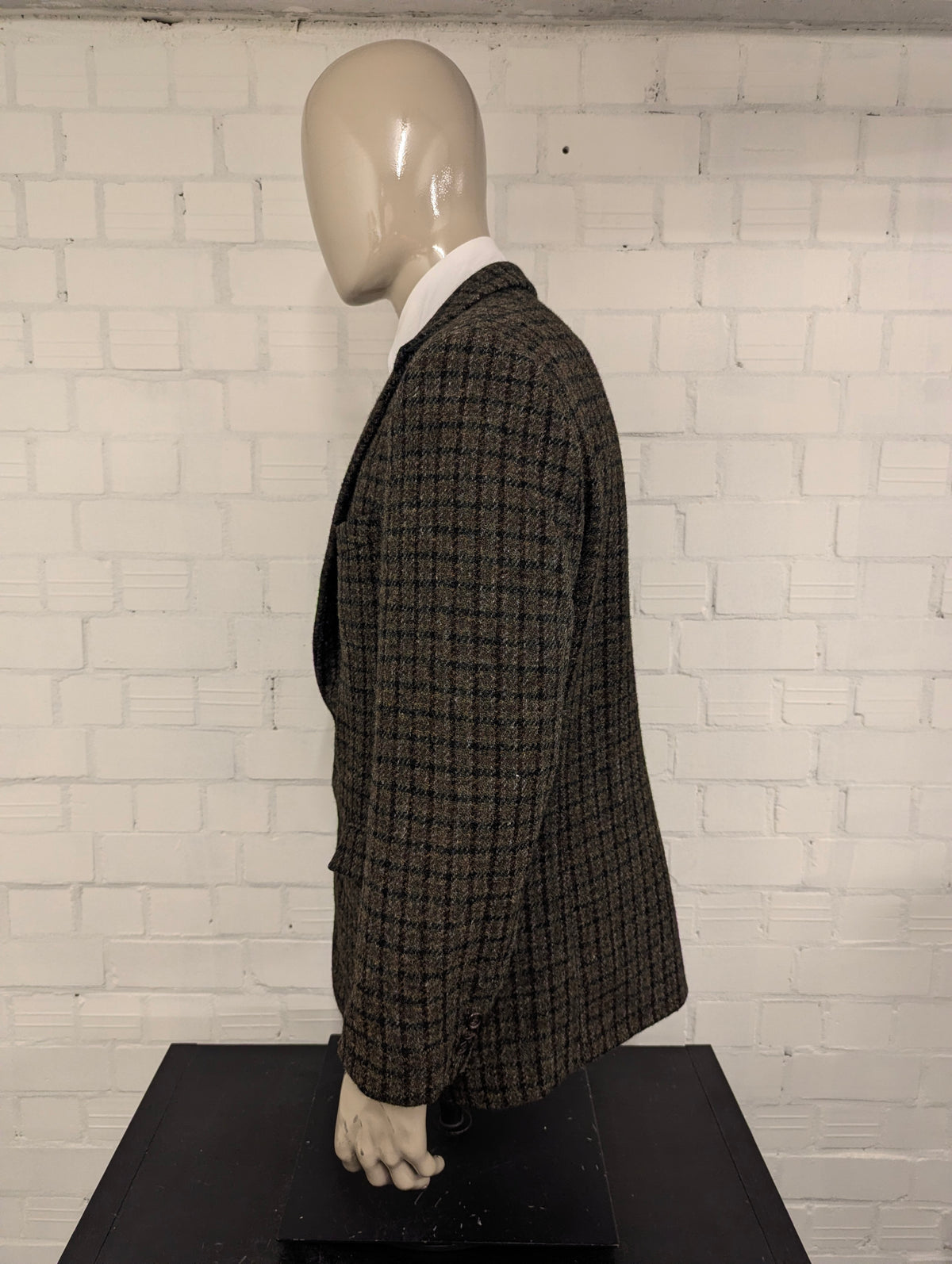 Harris Tweed colbert. Groen Bruin Zwart motief. Maat 54. #901.