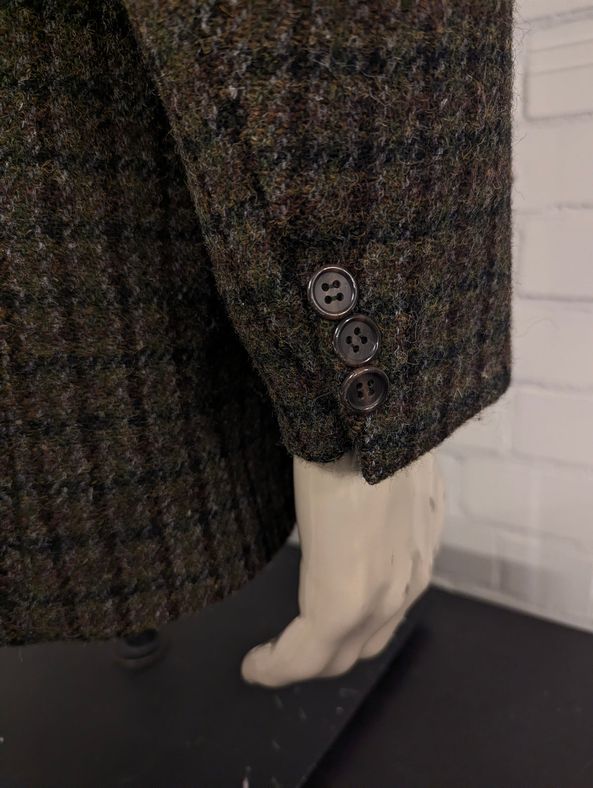 Harris Tweed colbert. Groen Bruin Zwart motief. Maat 54. #901.
