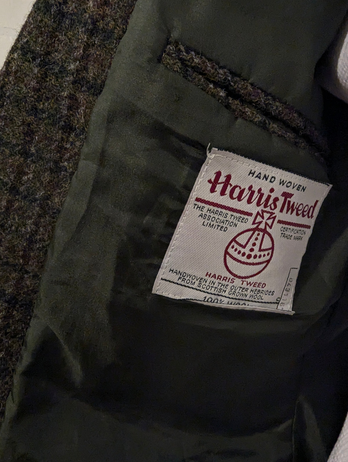 Harris Tweed colbert. Groen Bruin Zwart motief. Maat 54. #901.