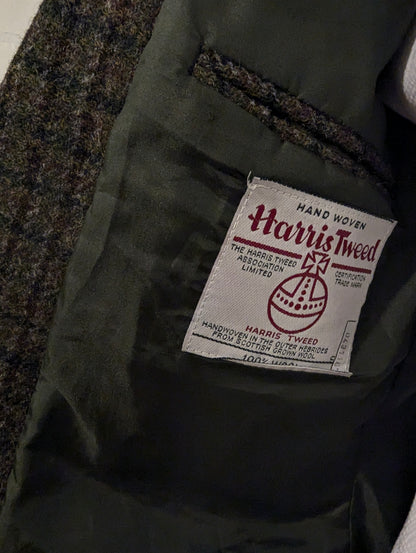Harris Tweed colbert. Groen Bruin Zwart motief. Maat 54. #901.
