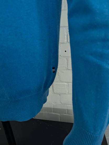 Maglia Nautica Quarter Zip con cerniera corta. Blu misto. Taglia M.