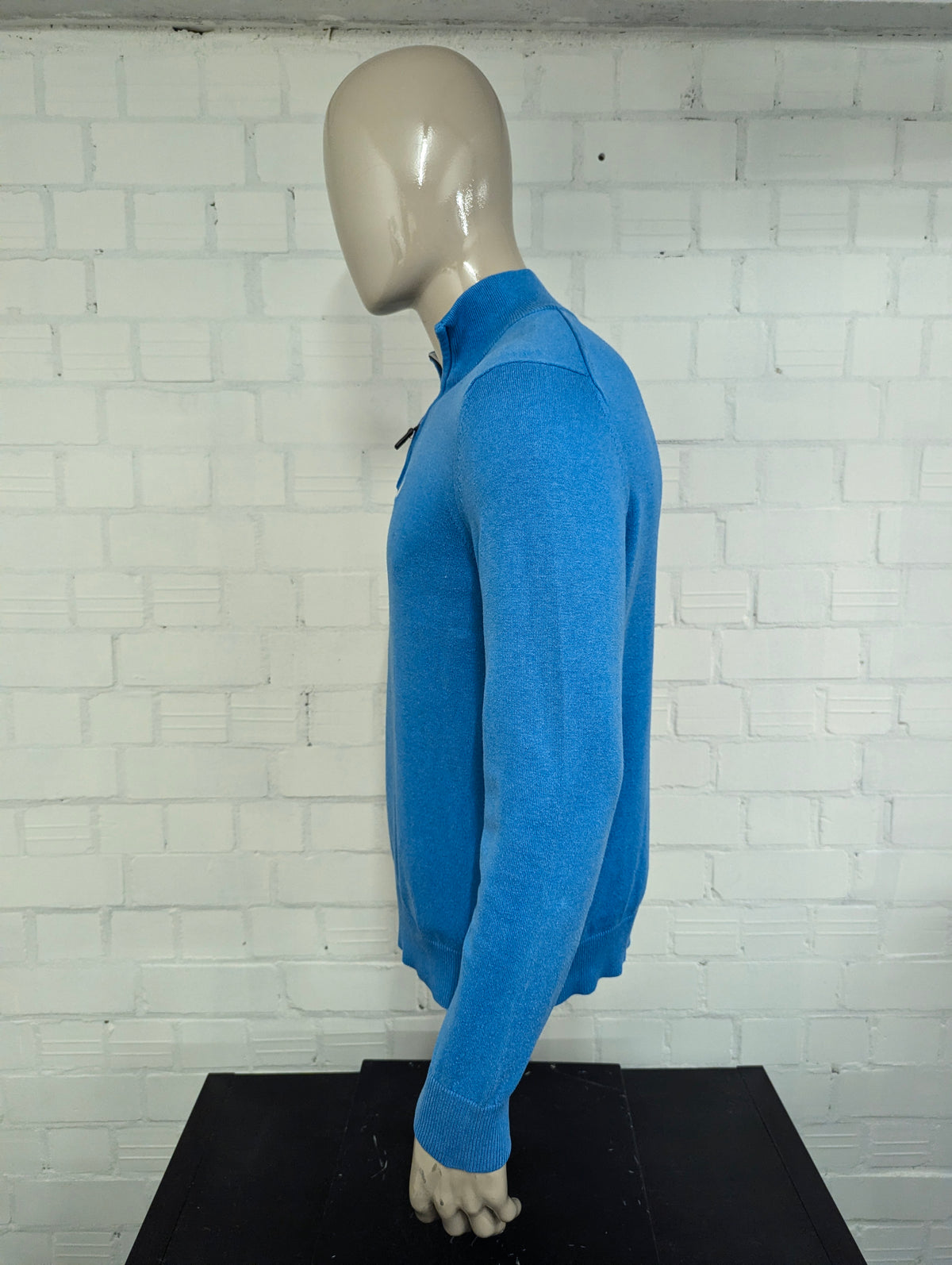 Maglia Nautica Quarter Zip con cerniera corta. Blu misto. Taglia M.