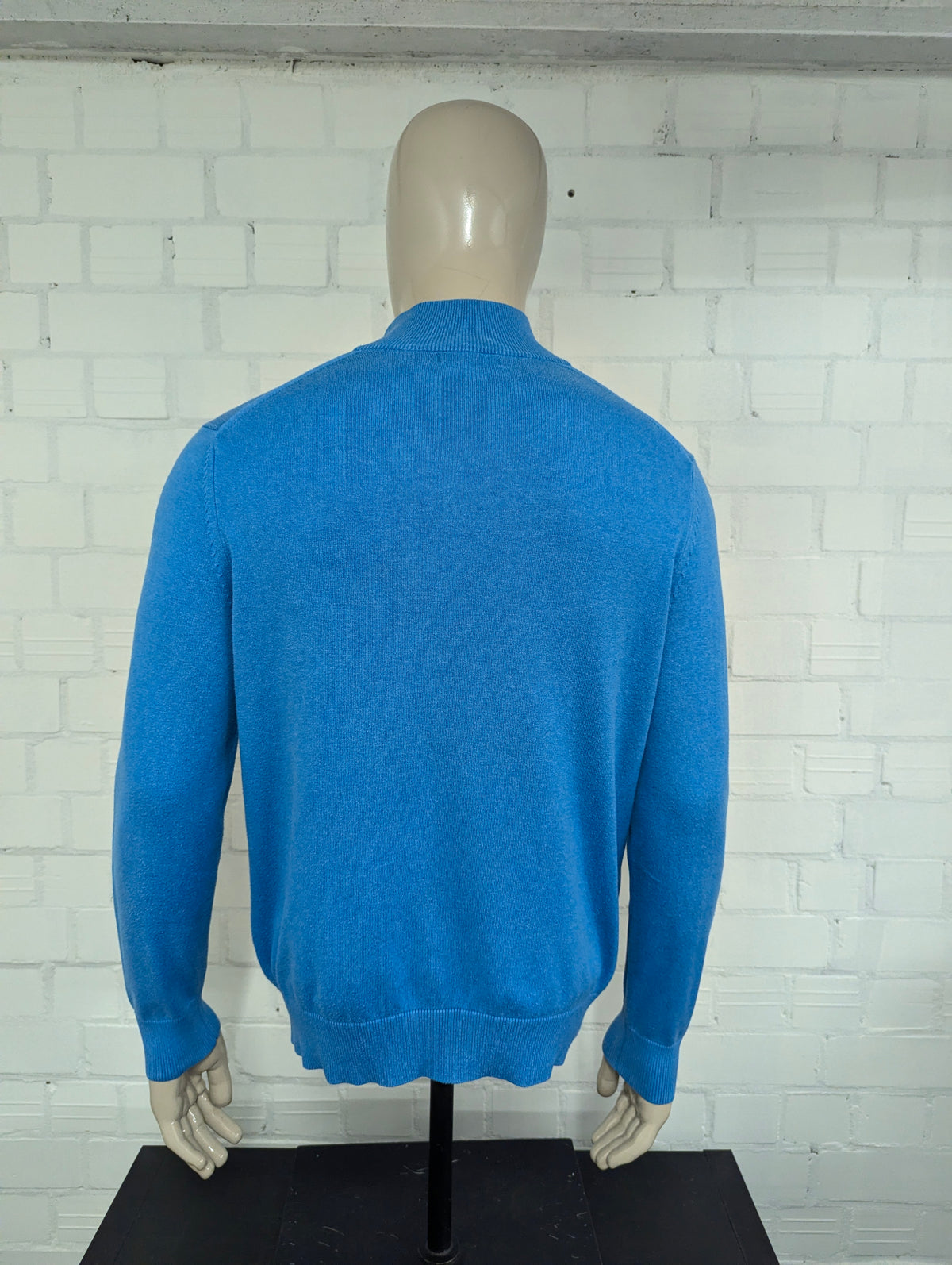 Maglia Nautica Quarter Zip con cerniera corta. Blu misto. Taglia M.