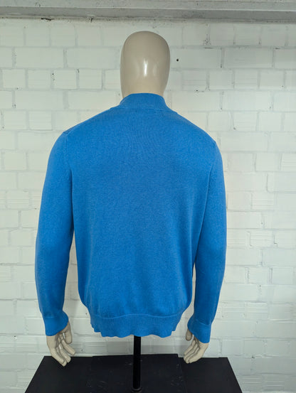 Maglia Nautica Quarter Zip con cerniera corta. Blu misto. Taglia M.