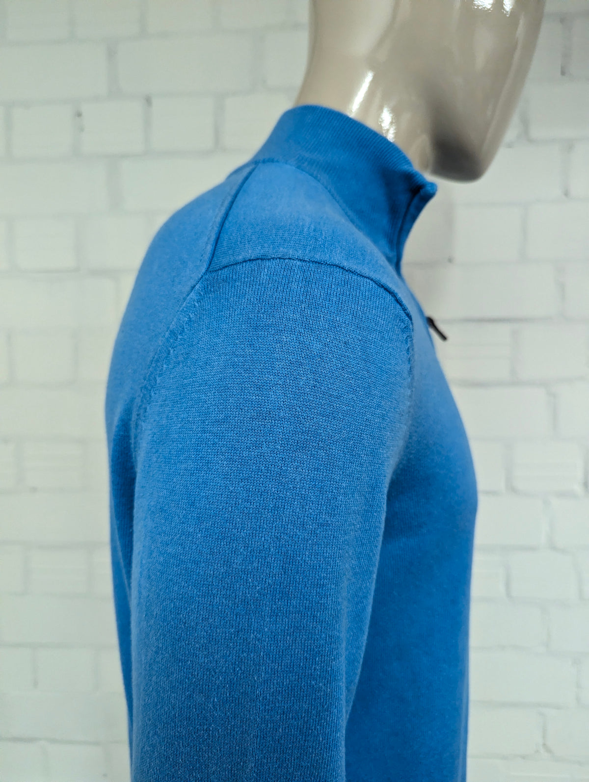 Maglia Nautica Quarter Zip con cerniera corta. Blu misto. Taglia M.