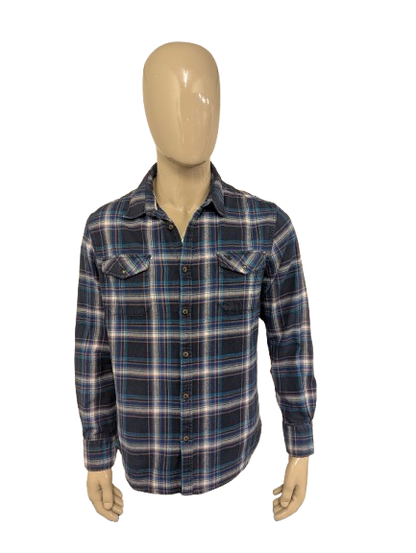 Riley & Clark Flanellen overhemd. Blauw Roze Wit geruit. Maat XL.