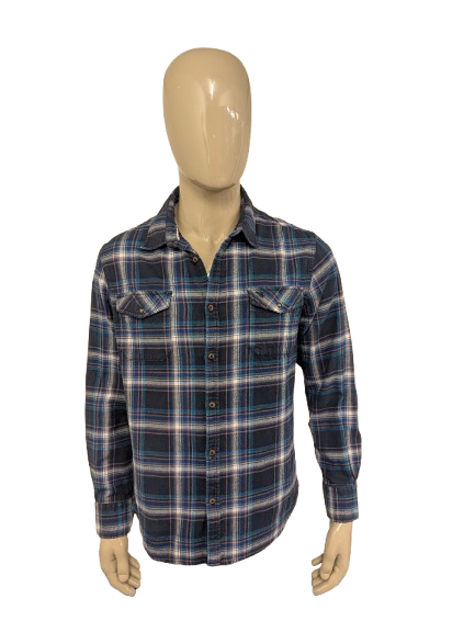 Riley & Clark Flanellen overhemd. Blauw Roze Wit geruit. Maat XL.