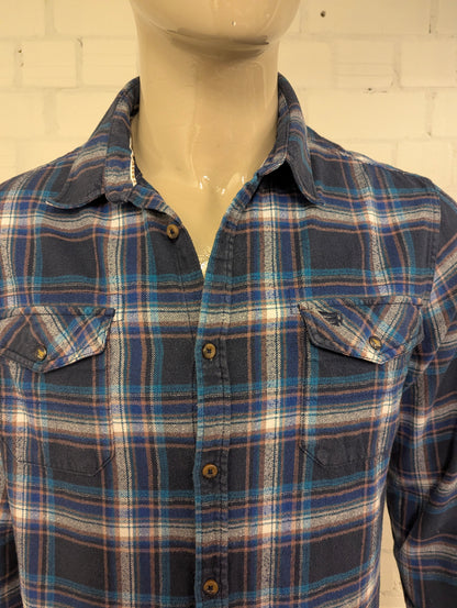 Riley & Clark Flanellen overhemd. Blauw Roze Wit geruit. Maat XL.