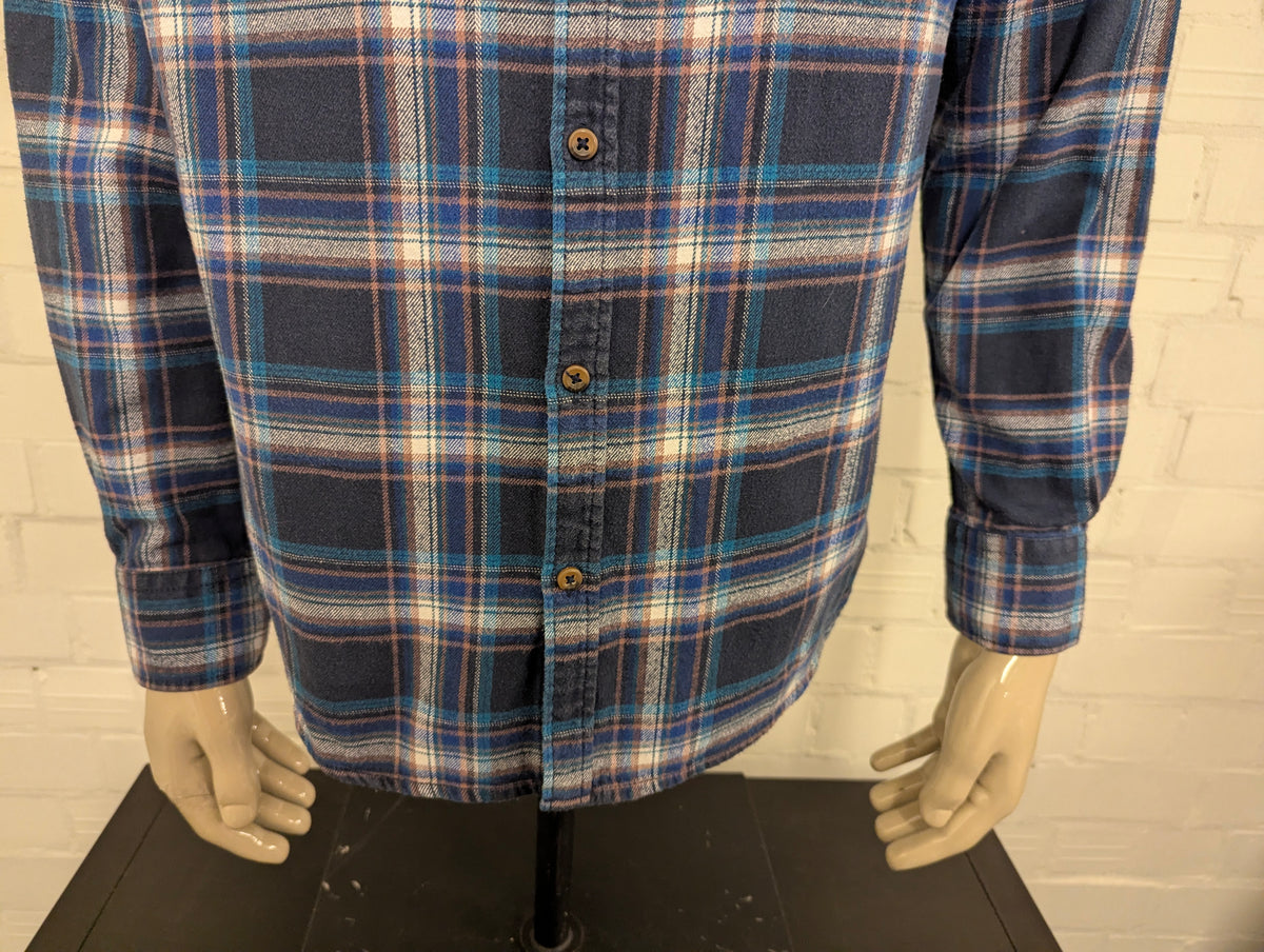Riley & Clark Flanellen overhemd. Blauw Roze Wit geruit. Maat XL.
