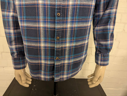 Riley & Clark Flanellen overhemd. Blauw Roze Wit geruit. Maat XL.