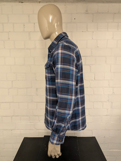 Riley & Clark Flanellen overhemd. Blauw Roze Wit geruit. Maat XL.