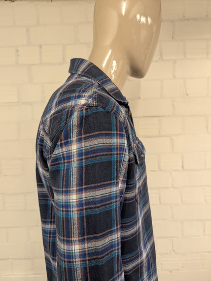 Riley & Clark Flanellen overhemd. Blauw Roze Wit geruit. Maat XL.