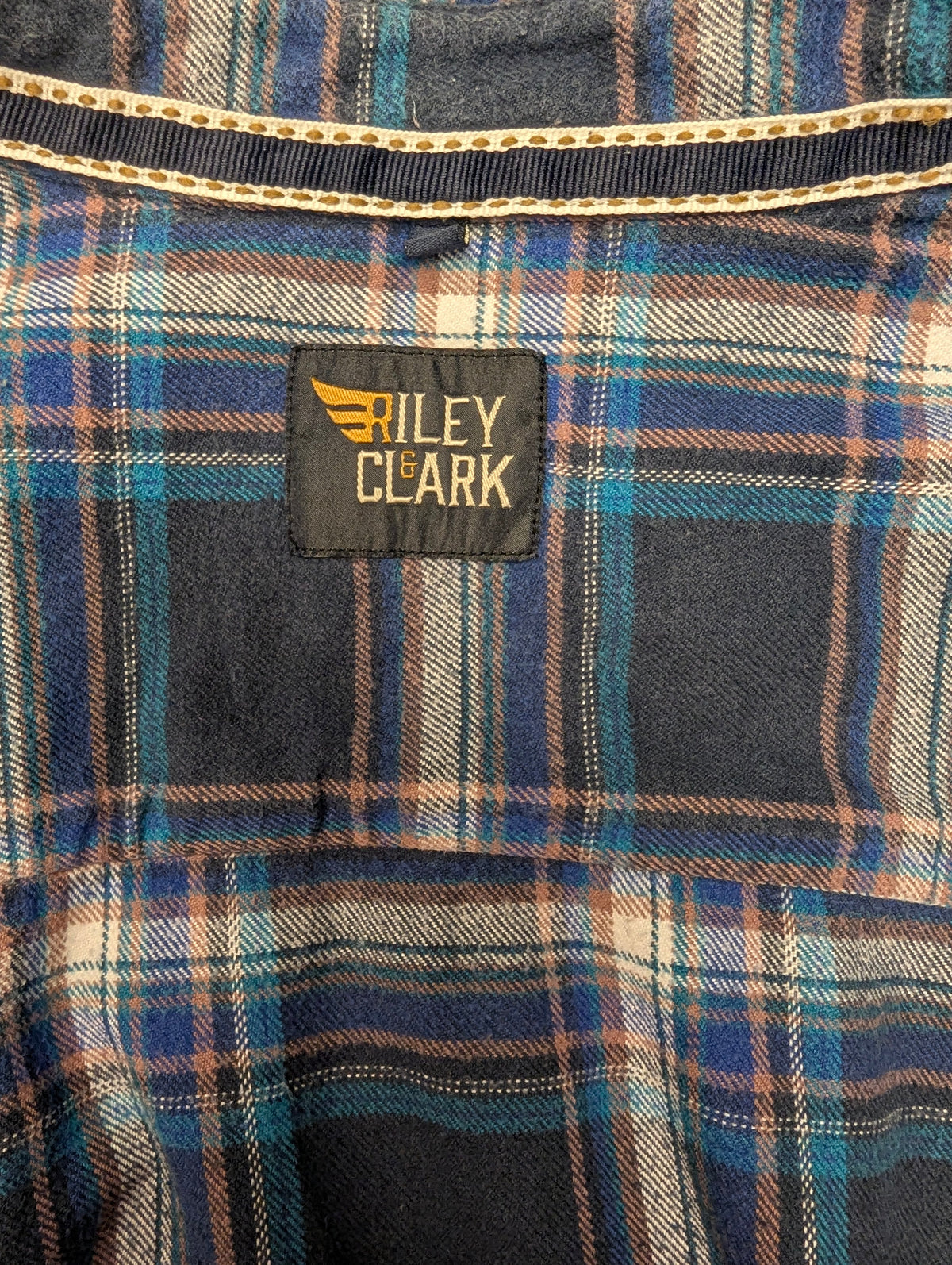 Riley & Clark Flanellen overhemd. Blauw Roze Wit geruit. Maat XL.