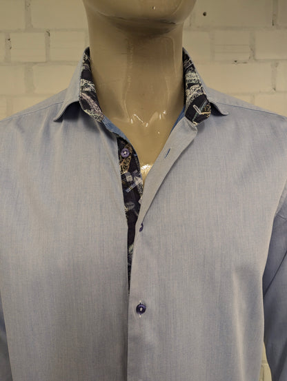 Cia Ragazzi overhemd. Licht Blauw motief. Maat L.
