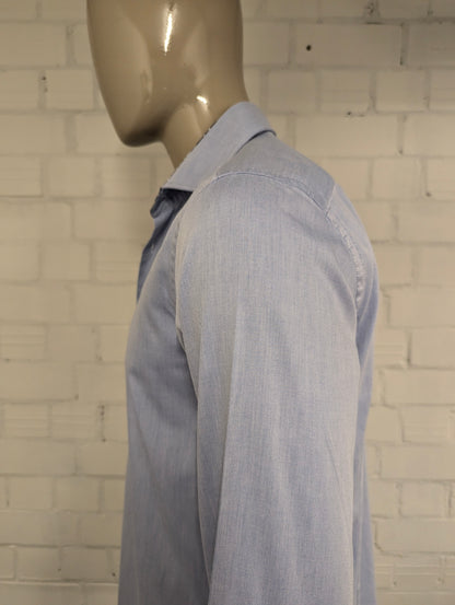 Cia Ragazzi overhemd. Licht Blauw motief. Maat L.