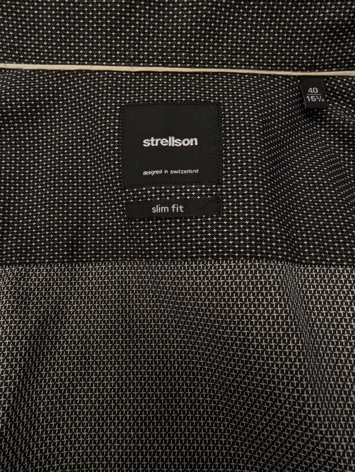 Strellson overhemd. zwart Wit gestippeld motief. Maat M. slim fit.