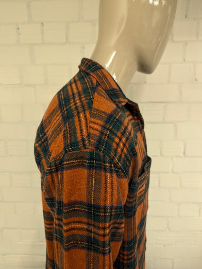 Oxbow wat dikkere Flanellen overhemd. Oranje Groen Blauw Zwart geruit. Maat M.