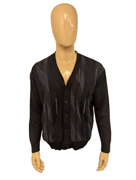 Vintage Senator vest. Zwart Blauw Grijs gekleurd. Maat XL.