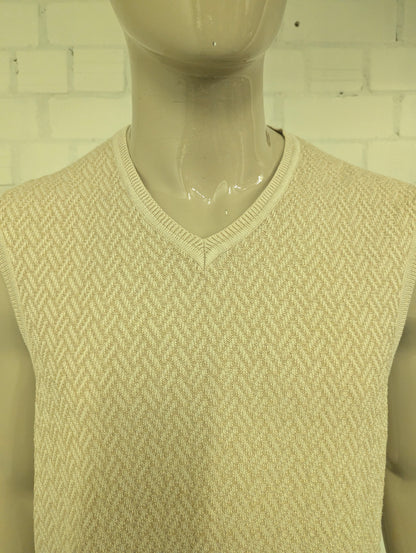 Arrow Spencer met V-Hals. Beige visgraat motief. Maat L.