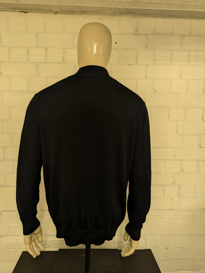 Nautica Quarter Zip trui met korte rits. Zwart gekleurd. Maat L. #835.