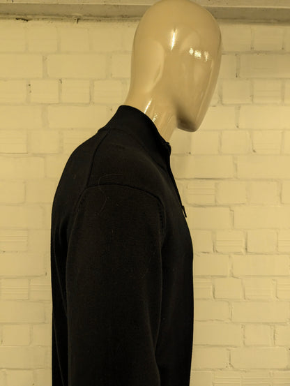 Nautica Quarter Zip trui met korte rits. Zwart gekleurd. Maat L. #835.