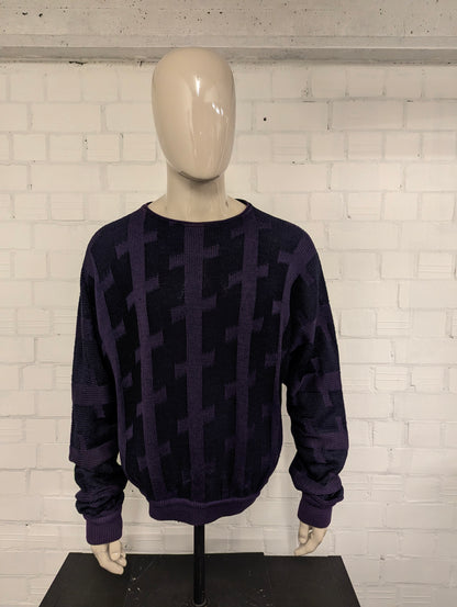 Vintage Society trui. Donker Paars motief. Maat 2XL / XXL.