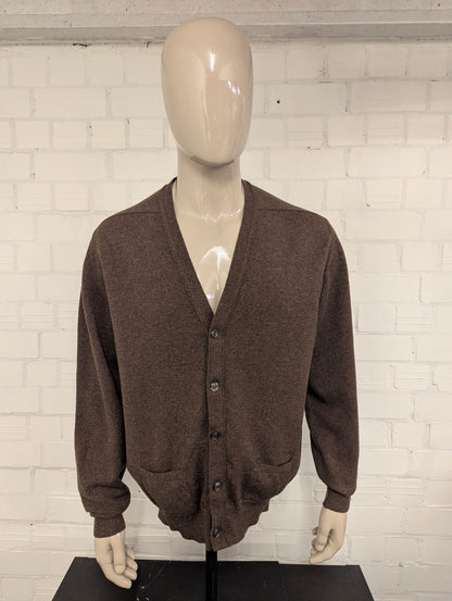 Vintage William Locke Wollen vest met knopen. Bruin gemêleerd. Maat XL.