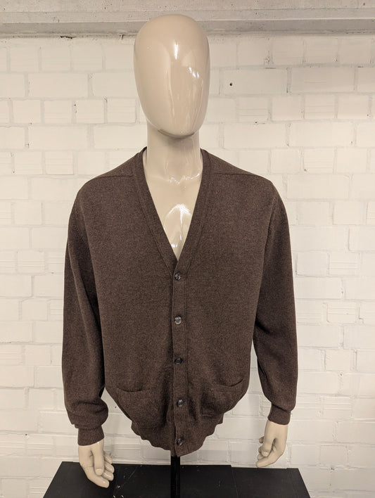 Vintage William Locke Wollen vest met knopen. Bruin gemêleerd. Maat XL.
