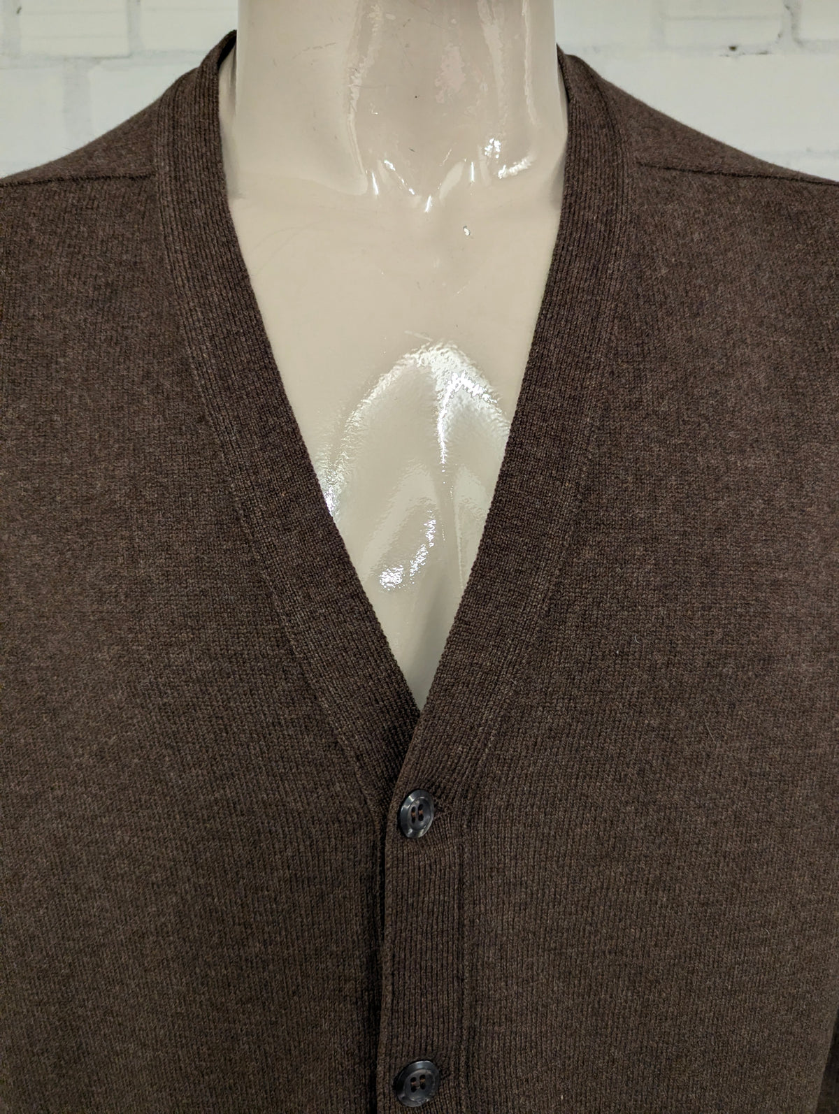 Vintage William Locke Wollen vest met knopen. Bruin gemêleerd. Maat XL.
