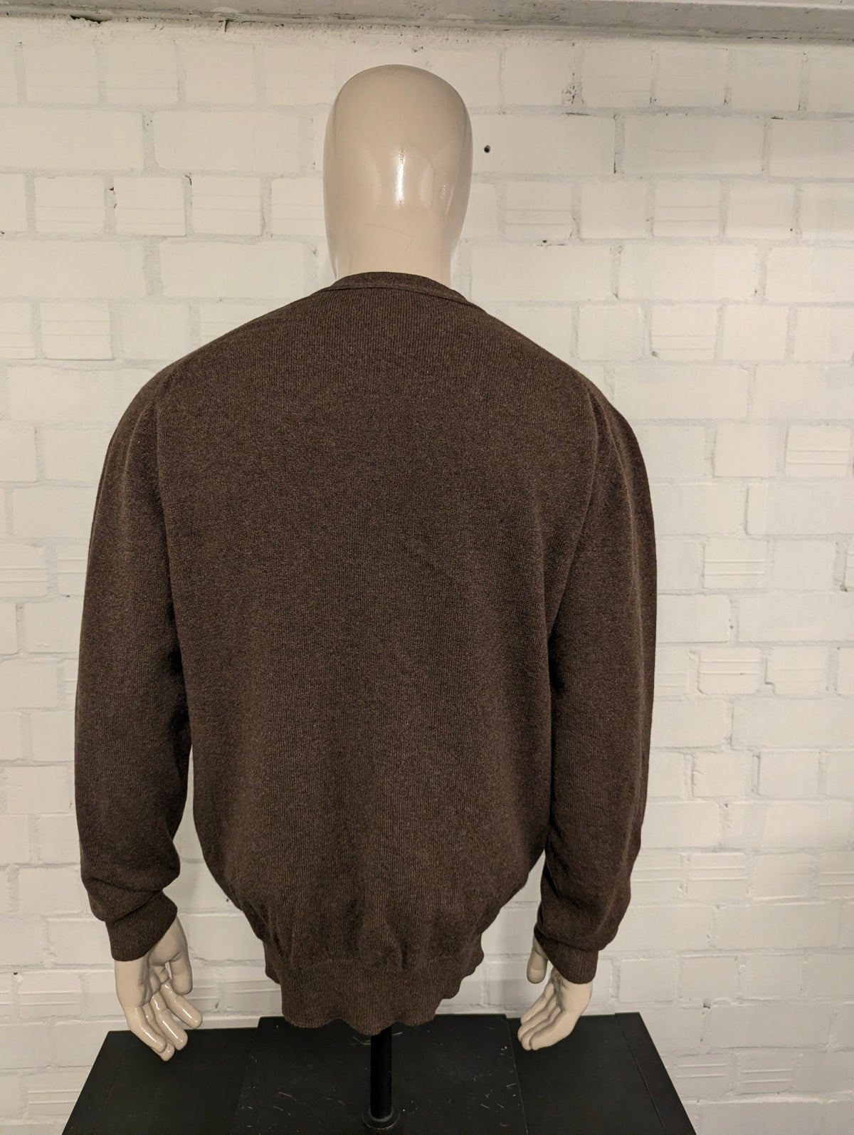 Vintage William Locke Wollen vest met knopen. Bruin gemêleerd. Maat XL.