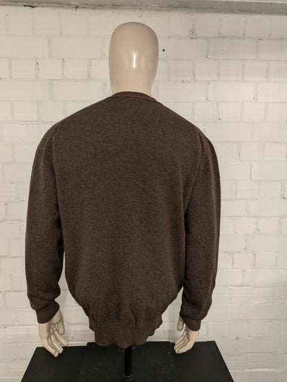 Vintage William Locke Wollen vest met knopen. Bruin gemêleerd. Maat XL.