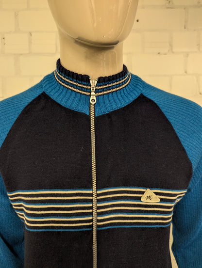 Monte Carlo Wollen vest. Blauw Grijs Wit gekleurd. Maat L.