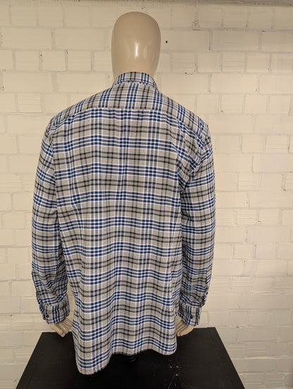 State of Art Flanellen overhemd. Grijs Blauw Wit geruit. Maat 2XL / XXL.