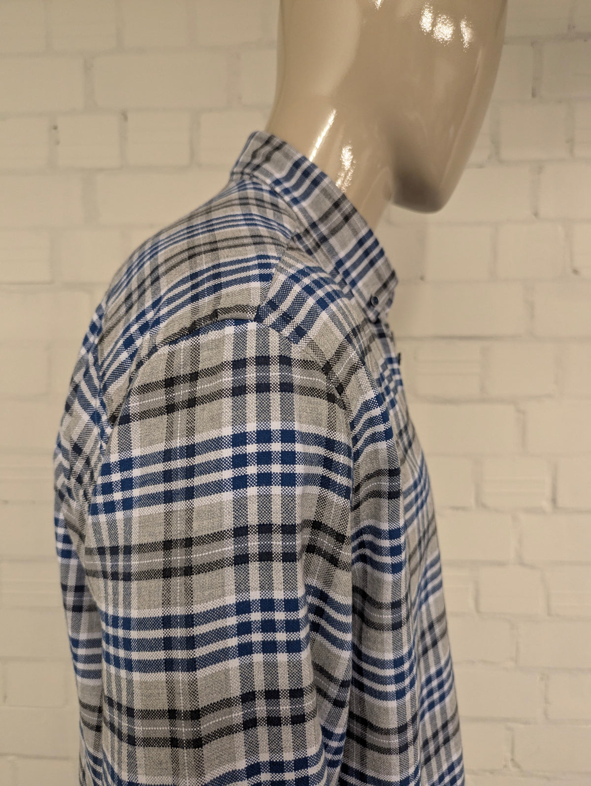 State of Art Flanellen overhemd. Grijs Blauw Wit geruit. Maat 2XL / XXL.